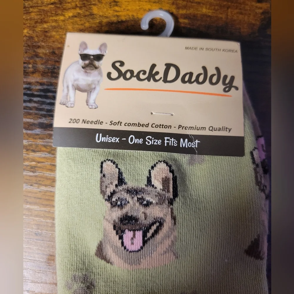 Sock Daddy unisex socks German shepherd dog-green/tan